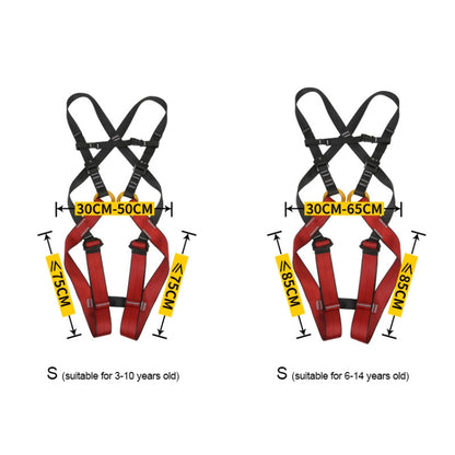 XINDA XDA9516 ปีนหน้าผากลางแจ้งโพลีเอสเตอร์ลวดความแข็งแรงสูงปรับดาวน์ฮิลล์เข็มขัดนิรภัยทั้งร่างกายเด็กขนาด: S, Size: S