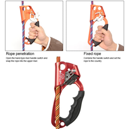 XINDA TP-8606 Rock Rock กลางแจ้งปีนเขาทำงาน Anti-fall มือถือเชือก Gripper สำหรับ 8-12 มม.เส้นผ่านศูนย์กลางเชือกขวา, Right