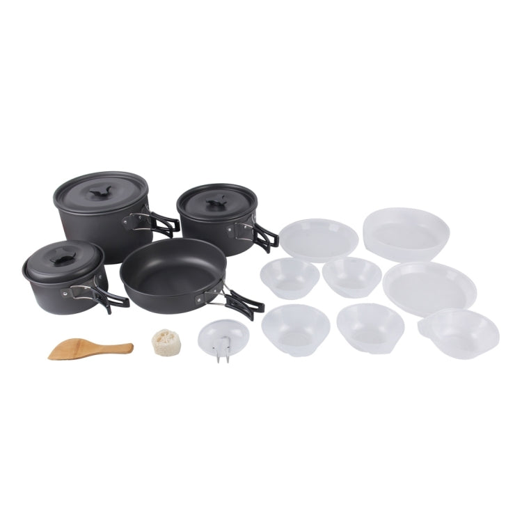 DS-500 Outdoor Camping น้ำหนักเบาเป็นพิเศษ 15 ชิ้นชุดเครื่องครัววางซ้อนกันได้สำหรับ 4-5 คนขนาด: ใหญ่, DS-500 Size: Large