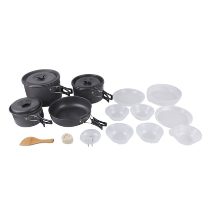 DS-500 Outdoor Camping น้ำหนักเบาเป็นพิเศษ 15 ชิ้นชุดเครื่องครัววางซ้อนกันได้สำหรับ 4-5 คนขนาด: ใหญ่, DS-500 Size: Large