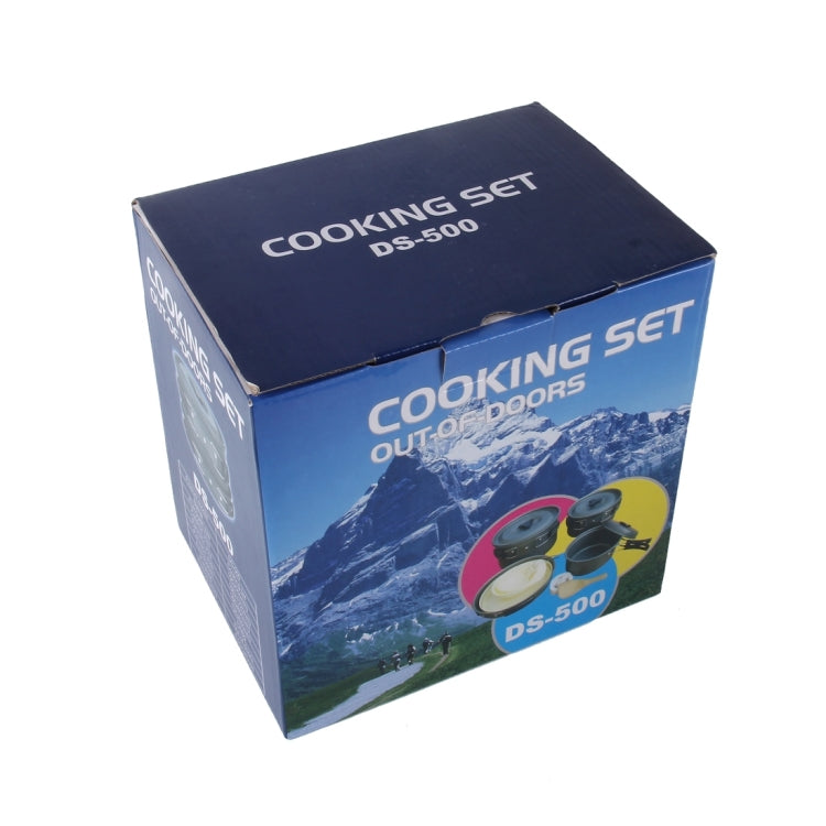 DS-500 Outdoor Camping น้ำหนักเบาเป็นพิเศษ 15 ชิ้นชุดเครื่องครัววางซ้อนกันได้สำหรับ 4-5 คนขนาด: ใหญ่, DS-500 Size: Large