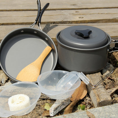 DS-500 Outdoor Camping น้ำหนักเบาเป็นพิเศษ 15 ชิ้นชุดเครื่องครัววางซ้อนกันได้สำหรับ 4-5 คนขนาด: ใหญ่, DS-500 Size: Large