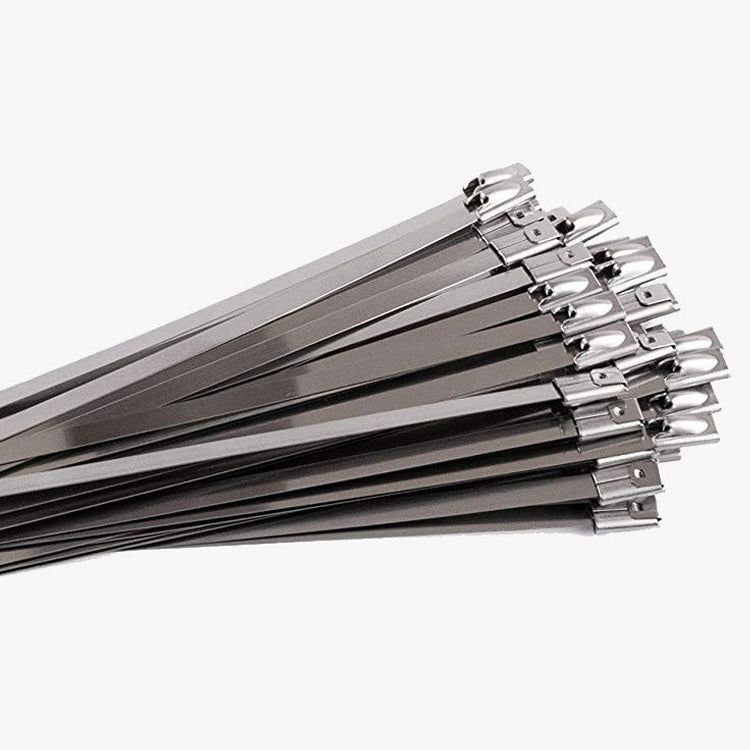 100 ชิ้น 4.6x300 มิลลิเมตรสแตนเลสสตีลโลหะสายผูก Zip Wrap สายรัดความร้อนไอเสียท่อเหนี่ยวนำ, 4.6x300mm