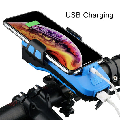ชาร์จไฟจักรยาน USB ไฟหน้าแฮนด์ด้านหน้าไฟ LED พร้อมตัวยึดและแตรไฟฟ้าแบตเตอรี่ 2400mAh