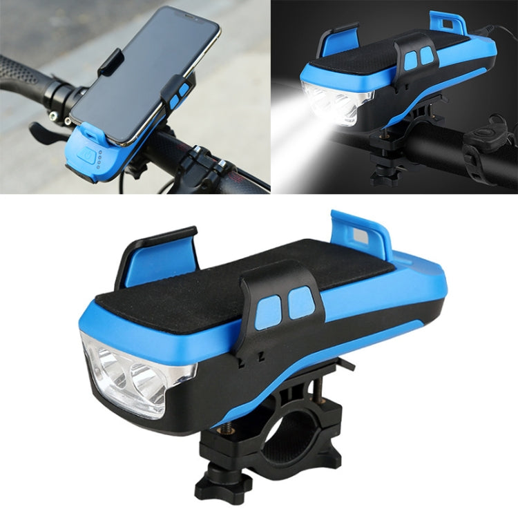 ชาร์จไฟจักรยาน USB ไฟหน้าแฮนด์ด้านหน้าไฟ LED พร้อมตัวยึดและแตรไฟฟ้าแบตเตอรี่ 2400mAh