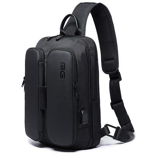 BANGE แฟชั่นกระเป๋าสะพายลำลองกลางแจ้ง USB กระเป๋าคาดหน้าอก, USB Chest Bag