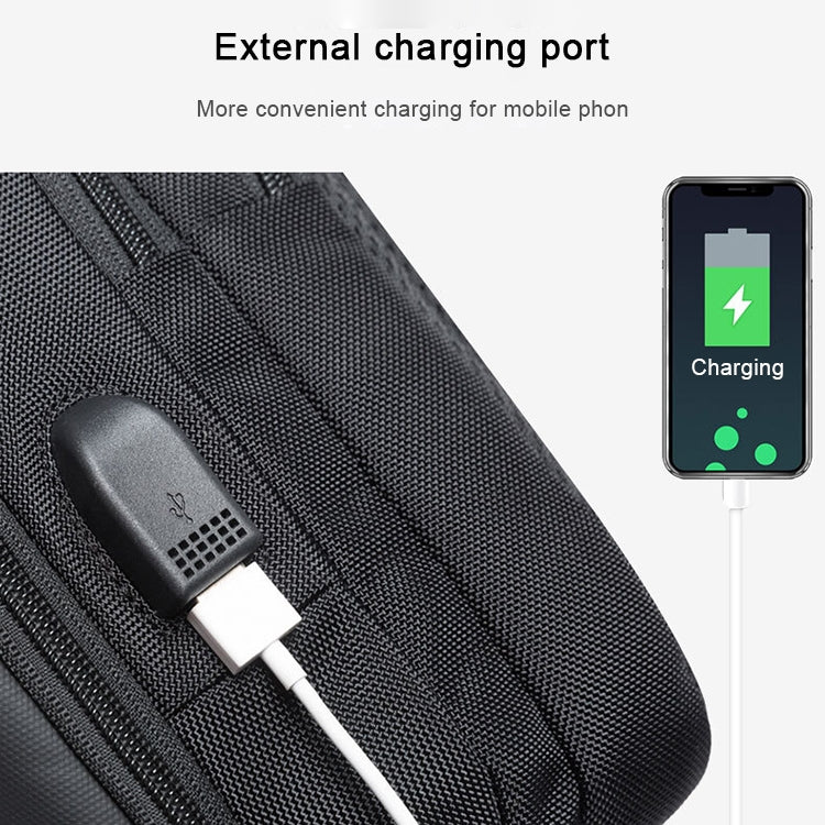 BANGE แฟชั่นกระเป๋าสะพายลำลองกลางแจ้ง USB กระเป๋าคาดหน้าอก, USB Chest Bag