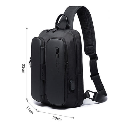 BANGE แฟชั่นกระเป๋าสะพายลำลองกลางแจ้ง USB กระเป๋าคาดหน้าอก, USB Chest Bag