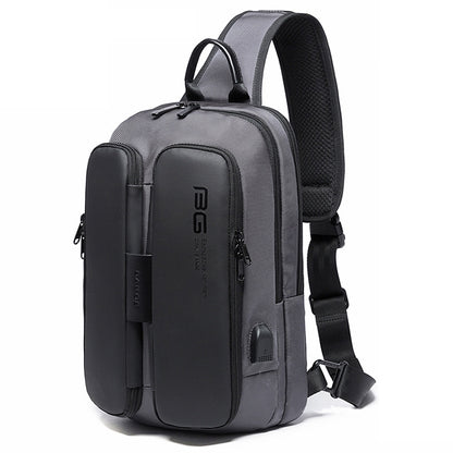 BANGE แฟชั่นกระเป๋าสะพายลำลองกลางแจ้ง USB กระเป๋าคาดหน้าอก, USB Chest Bag