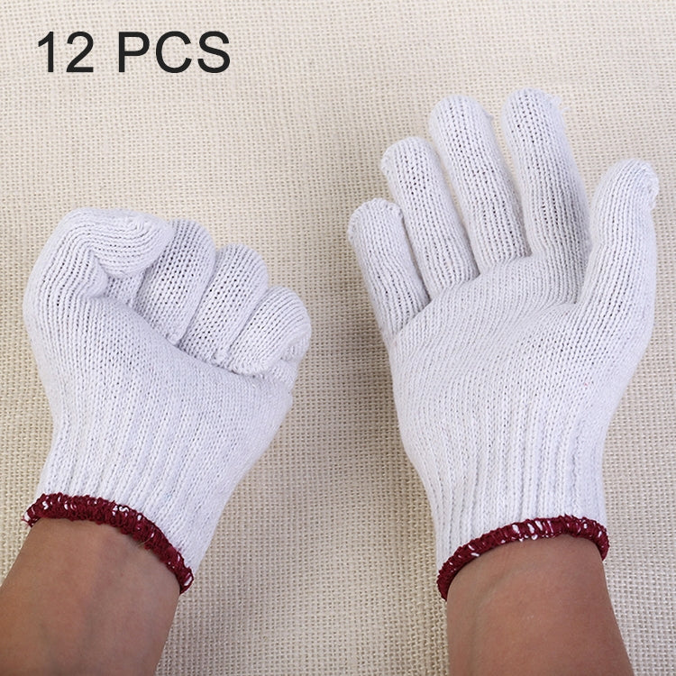 12 คู่วัสดุแรงงานถุงมือเส้นด้ายฝ้ายป้องกันการสึกหรอระบายอากาศได้, 12 Pairs