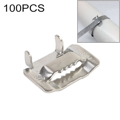 100 ชิ้น 12.7 มิลลิเมตร 304 สแตนเลสสตีลล็อคประเภทสายห่อ Bundle Buckle, 12.7mm