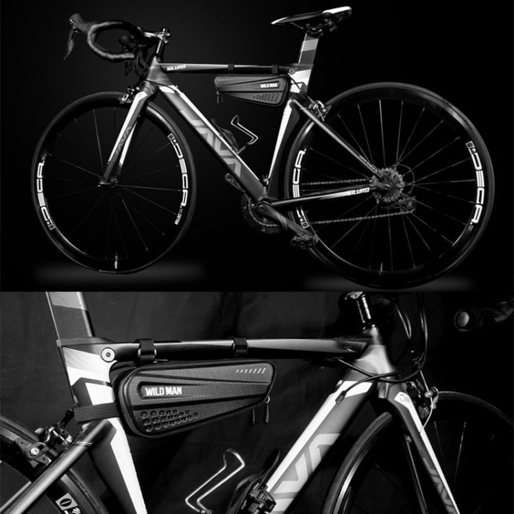 WILD MAN ES4 1.2L Hard กระเป๋าจักรยานกันฝนกระเป๋าโครงจักรยานถนนกระเป๋าสามเหลี่ยม, ES4 (Black)