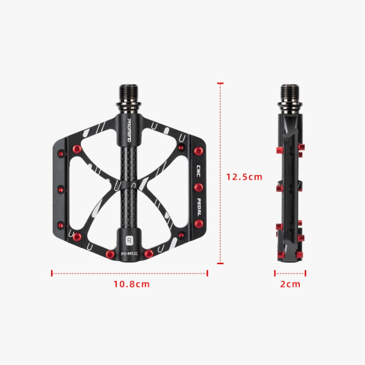 PROMEND PD-M52C 1 คู่จักรยานอลูมิเนียม + คาร์บอนไฟเบอร์หลอดแบริ่งเหยียบ, PD-M52C