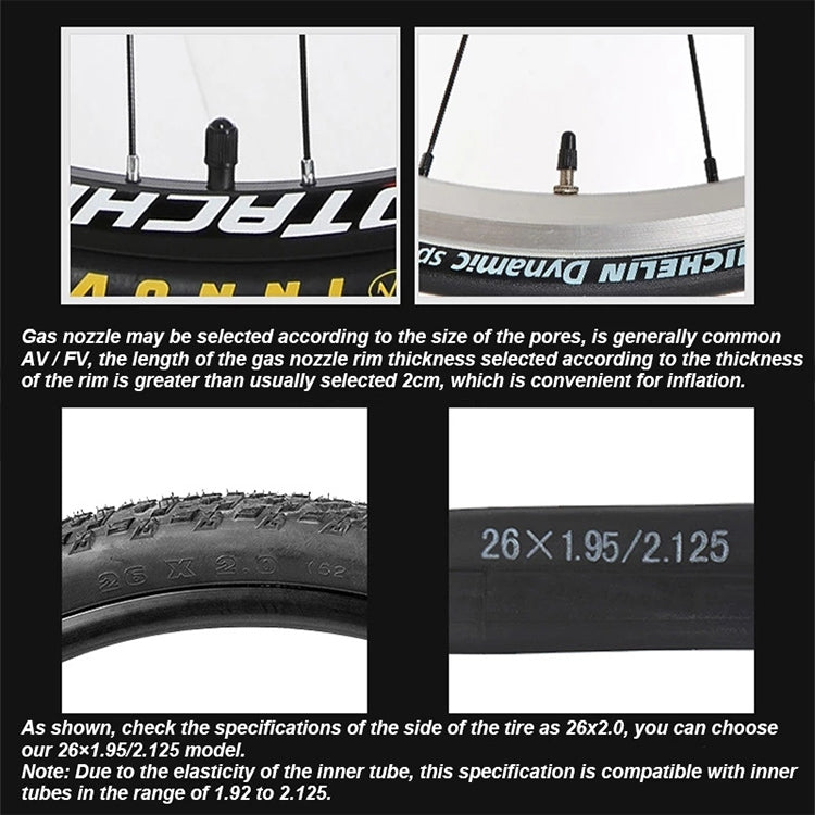 PROMEND 26 x 1.95 AV ยางในจักรยานเสือภูเขาแบบบิวทิลนิวแมติก, 26 x 2.125 AV48