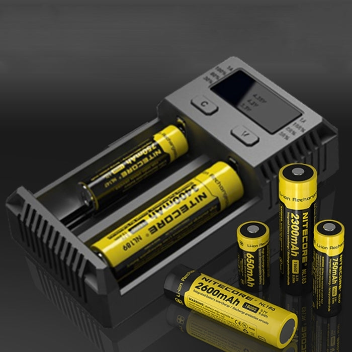 NITECORE NEW i2 Intelligent Digi Smart Charger พร้อมไฟ LED สำหรับแบตเตอรี่ 14500, 16340 (RCR123), 18650, 22650, 26650, Ni-MH และ Ni-Cd (AA, AAA), NEW i2