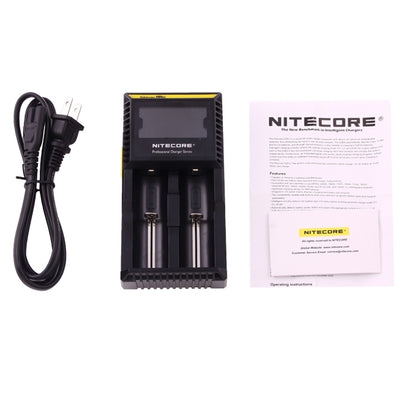 Nitecore D2 เครื่องชาร์จอัจฉริยะ Digi Smart พร้อมไฟ LED สำหรับแบตเตอรี่ 14500, 16340 (RCR123), 18650, 22650, 26650, Ni-MH และ Ni-Cd (AA, AAA), D2