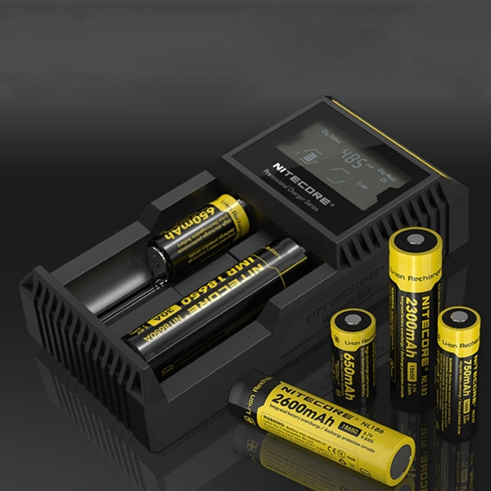 Nitecore D2 เครื่องชาร์จอัจฉริยะ Digi Smart พร้อมไฟ LED สำหรับแบตเตอรี่ 14500, 16340 (RCR123), 18650, 22650, 26650, Ni-MH และ Ni-Cd (AA, AAA), D2