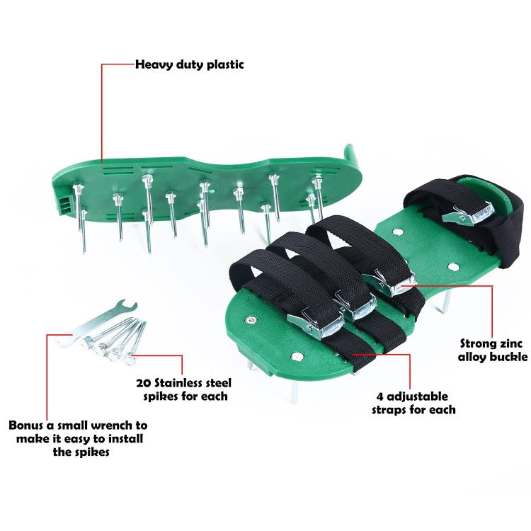 สวน สนามหญ้า เครื่องมือทำสวน Grass Ripper Spiked Shoes พร้อมหัวเข็มขัดโลหะ 8 อัน, With 8 Metal Buckles (Black), With 8 Metal Buckles (Green)