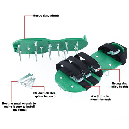 สวน สนามหญ้า เครื่องมือทำสวน Grass Ripper Spiked Shoes พร้อมหัวเข็มขัดโลหะ 8 อัน, With 8 Metal Buckles (Black), With 8 Metal Buckles (Green)