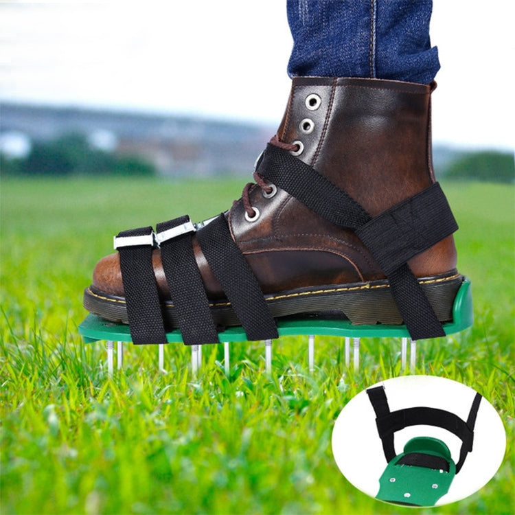 สวน สนามหญ้า เครื่องมือทำสวน Grass Ripper Spiked Shoes พร้อมหัวเข็มขัดโลหะ 8 อัน, With 8 Metal Buckles (Black), With 8 Metal Buckles (Green)