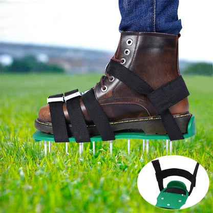 สวน สนามหญ้า เครื่องมือทำสวน Grass Ripper Spiked Shoes พร้อมหัวเข็มขัดโลหะ 8 อัน, With 8 Metal Buckles (Black), With 8 Metal Buckles (Green)