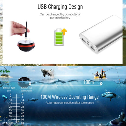 XJ-01 เครื่องตรวจจับปลาไร้สาย 125KHz เซ็นเซอร์โซนาร์ 0.6-36m เครื่องระบุความลึกเครื่องค้นหาปลาพร้อมหน้าจอ LCD ขนาด 2.4 นิ้วและเสาอากาศเซ็นเซอร์อุณหภูมิน้ำในตัว, XJ-01