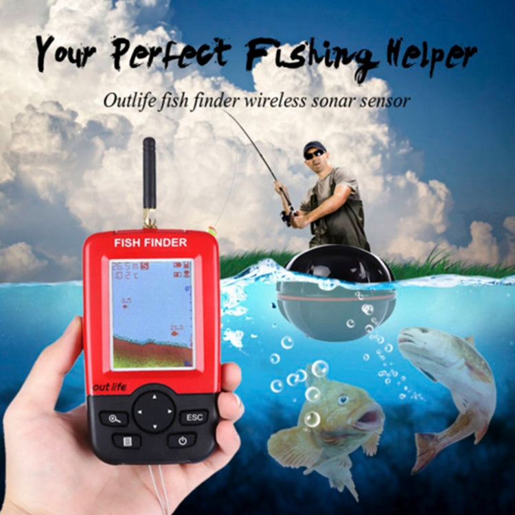 XJ-01 เครื่องตรวจจับปลาไร้สาย 125KHz เซ็นเซอร์โซนาร์ 0.6-36m เครื่องระบุความลึกเครื่องค้นหาปลาพร้อมหน้าจอ LCD ขนาด 2.4 นิ้วและเสาอากาศเซ็นเซอร์อุณหภูมิน้ำในตัว, XJ-01