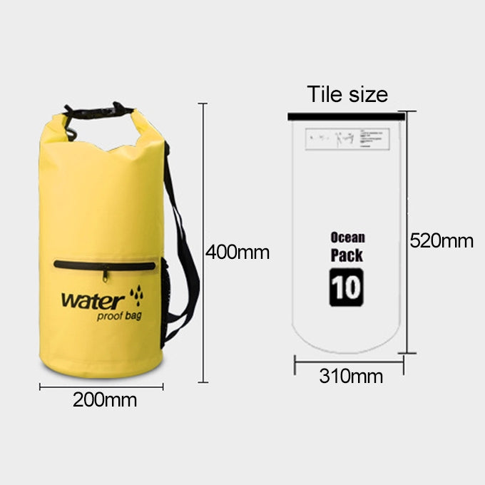 กระเป๋าคาดไหล่คู่แบบแห้งกันน้ำกลางแจ้งถุงกระสอบ PVC ถังแห้งความจุ: 10 ลิตร, 10L
