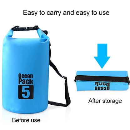 กระเป๋าสะพายไหล่เดี่ยวกันน้ำกลางแจ้งกระสอบ PVC Barrel Bag ความจุ: 5 ลิตร, Capacity: 5L (Black), Capacity: 5L (Dark Blue), Capacity: 5L (Orange), Capacity: 5L (Pink), Capacity: 5L (Green), Capacity: 5L (Sky Blue), Capacity: 5L (Yellow)