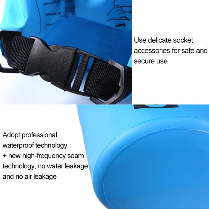 กระเป๋าสะพายไหล่เดี่ยวกันน้ำกลางแจ้งกระสอบ PVC Barrel Bag ความจุ: 10L, Capacity: 10L (Pink), Capacity: 10L (Black), Capacity: 10L (Dark Blue), Capacity: 10L (Orange), Capacity: 10L (Green), Capacity: 10L (Sky Blue), Capacity: 10L (Yellow)