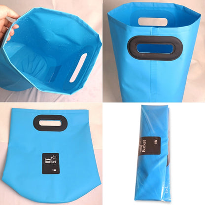 ถังพับได้ PVC อ่างล้างจานพับได้กลางแจ้ง ความจุ 15 ลิตร, 15L Black, 15L Dark Blue, 15L Orange, 15L Green, 15L Rose Red, 15L Sky Blue, 15L Yellow