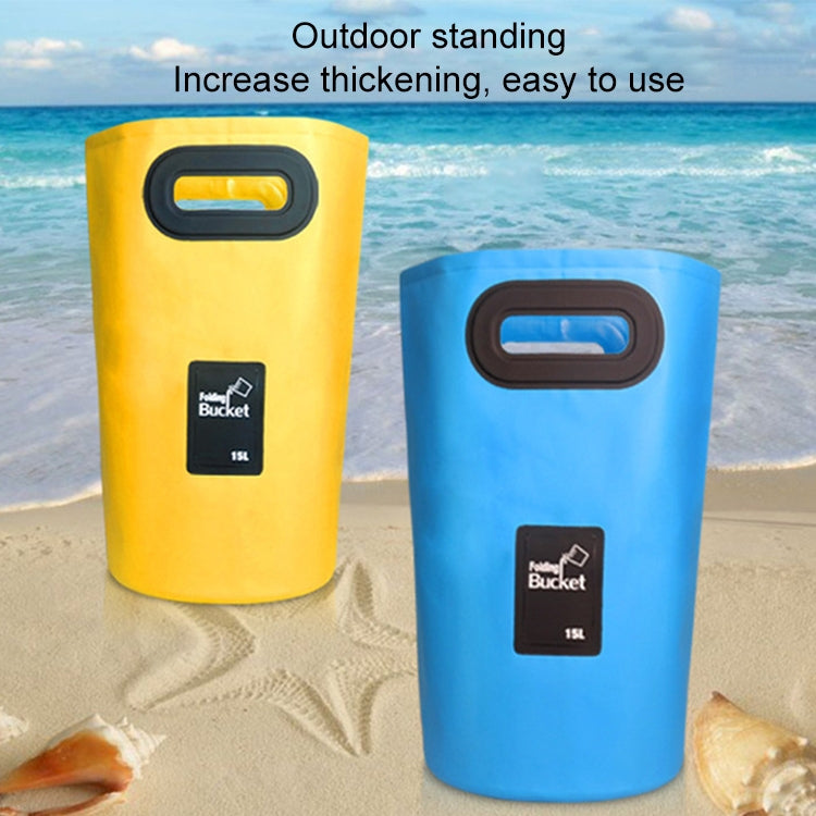 ถังพับได้ PVC อ่างล้างจานพับได้กลางแจ้ง ความจุ 15 ลิตร, 15L Black, 15L Dark Blue, 15L Orange, 15L Green, 15L Rose Red, 15L Sky Blue, 15L Yellow