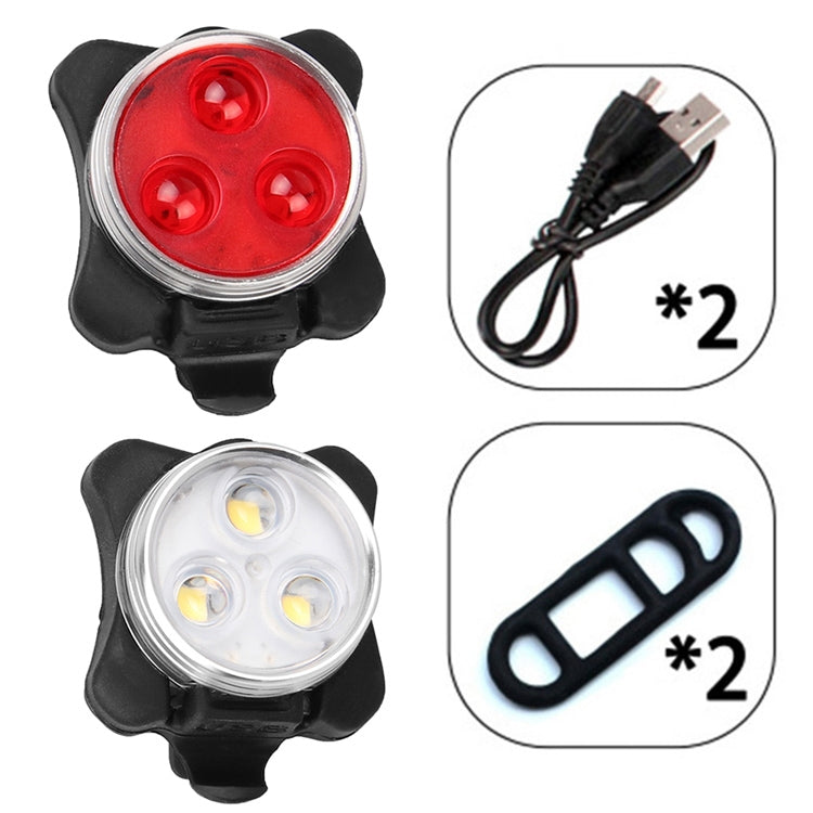 COB โคมไฟลูกปัด 160LM USB ชาร์จสี่ความเร็วกันน้ำจักรยานไฟหน้า/ชุดไฟท้าย, สีแดง + แสงสีขาว 650MA, Red + White Light