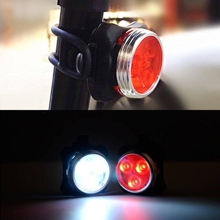 COB โคมไฟลูกปัด 160LM USB ชาร์จสี่ความเร็วกันน้ำจักรยานไฟหน้า/ชุดไฟท้าย, สีแดง + แสงสีขาว 650MA, Red + White Light