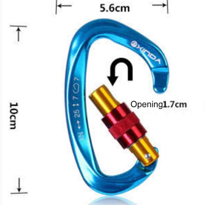 XINDA XD-Q9628 Professional Climbing D-Shaped Master Lock Carabiner ความปลอดภัยหัวเข็มขัดปีนเขากลางแจ้งอุปกรณ์, XD-Q9628 (Black), XD-Q9628 (Orange), XD-Q9628 (Blue)
