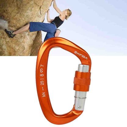 XINDA XD-Q9628 Professional Climbing D-Shaped Master Lock Carabiner ความปลอดภัยหัวเข็มขัดปีนเขากลางแจ้งอุปกรณ์, XD-Q9628 (Black), XD-Q9628 (Orange), XD-Q9628 (Blue)