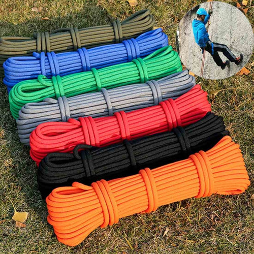 อุปกรณ์เดินป่าปีนหน้าผากลางแจ้งอุปกรณ์เสริมเชือกนิรภัยสายเสริมแรงสูงเส้นผ่านศูนย์กลาง: 8 มม. ความยาว: 20 ม. สีสุ่ม, Diameter: 8mm, Length: 20m
