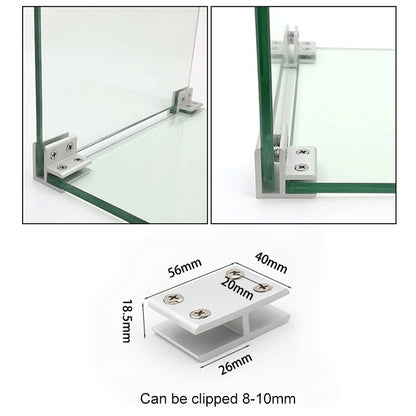 5 ชิ้นอลูมิเนียมแก้วผสม Clamp ตู้ Partition คลิป, 180 องศา Cliped 8-10 มิลลิเมตร, 180 degrees Cliped 8-10mm