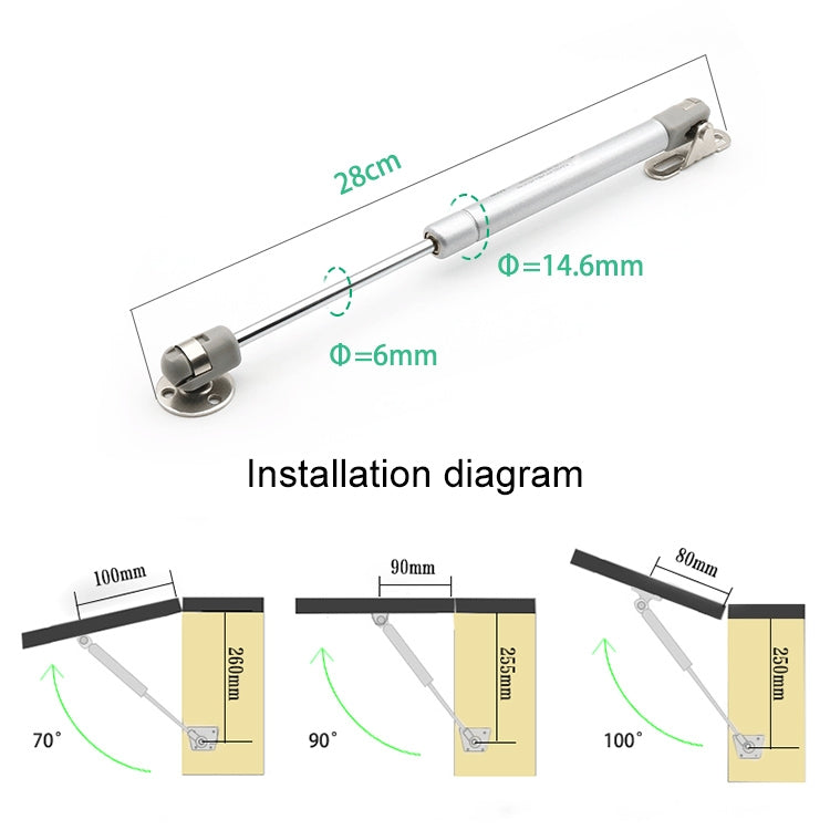 5 ชิ้นหัวยางตู้ผู้ถือแก๊สไฮดรอลิก Rod บัฟเฟอร์ Telescopic Strut, 10 นิ้ว 80N (8 กก.), Rubber Head, 10 inch 80N (8kg)