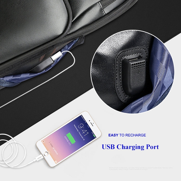 Bopai 851-010128 กระเป๋าสะพายคู่ความจุขนาดใหญ่กันน้ำป้องกันการโจรกรรมพร้อมพอร์ตชาร์จ USB ขนาด: 34x19x43 ซม., 851-010128