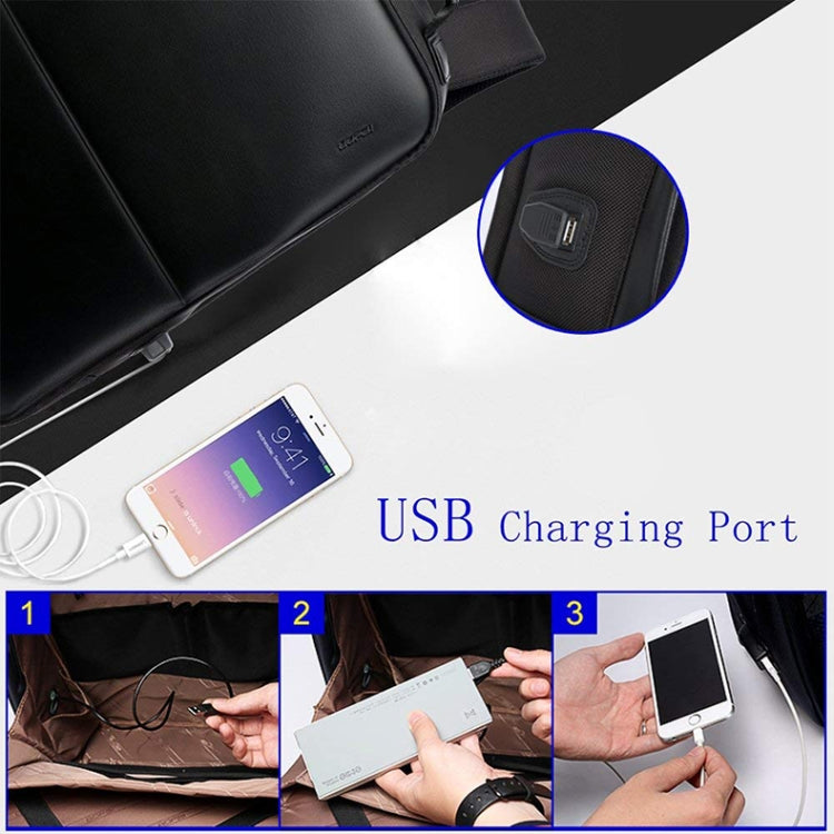 Bopai 751-006431 กระเป๋าสะพายคู่ความจุขนาดใหญ่กันน้ำป้องกันการโจรกรรมพร้อมพอร์ตชาร์จ USB ขนาด: 27x16.5x40 ซม., 751-006431