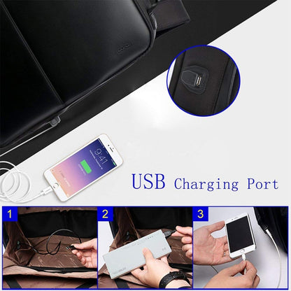 Bopai 751-006431 กระเป๋าสะพายคู่ความจุขนาดใหญ่กันน้ำป้องกันการโจรกรรมพร้อมพอร์ตชาร์จ USB ขนาด: 27x16.5x40 ซม., 751-006431