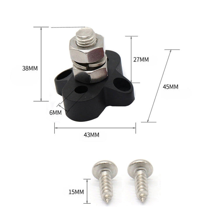 Single Heavy-Duty Terminal Studs สีดำ M10 Bus Bar สำหรับรถยนต์/RV/เรือ, M10 Black