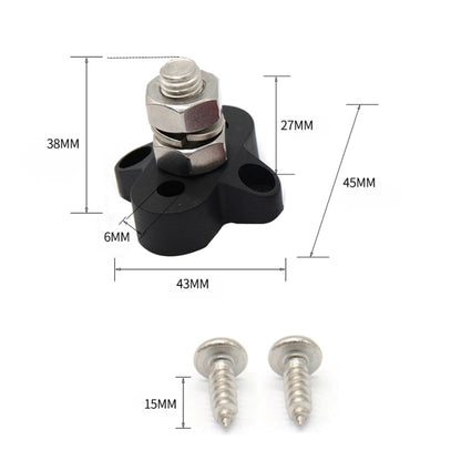 Single Heavy-Duty Terminal Studs สีดำ M10 Bus Bar สำหรับรถยนต์/RV/เรือ, M10 Black