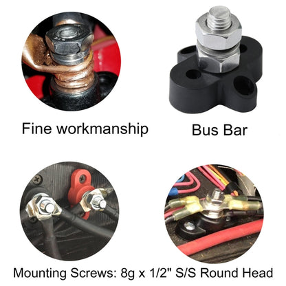 Single Heavy-Duty Terminal Studs สีดำ M10 Bus Bar สำหรับรถยนต์/RV/เรือ, M10 Black