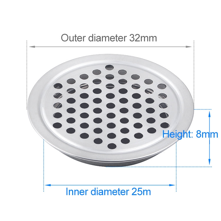 100 ชิ้น 25 มิลลิเมตรแบนพื้นผิวตู้รอบ Air Vent สแตนเลส Louvered Grille ฝาครอบช่องระบายอากาศเล็กๆหลุม, 25mm Flat