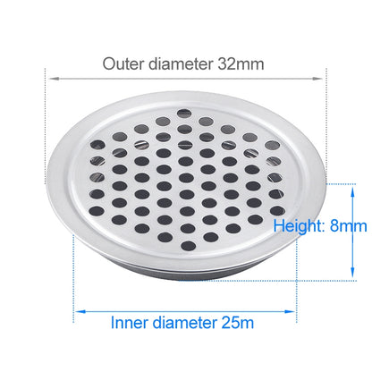 100 ชิ้น 25 มิลลิเมตรแบนพื้นผิวตู้รอบ Air Vent สแตนเลส Louvered Grille ฝาครอบช่องระบายอากาศเล็กๆหลุม, 25mm Flat