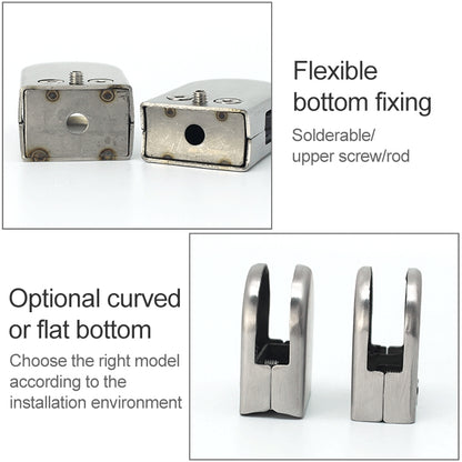 5 PCS 5-8 มม.ด้านล่างขัดเงา 201 สแตนเลสสตีลคลิปราวแก้วไม้ชั้น BOARD CLAMP Bracket, 5-8mm, Flat Bottom, 201 Stainless Steel
