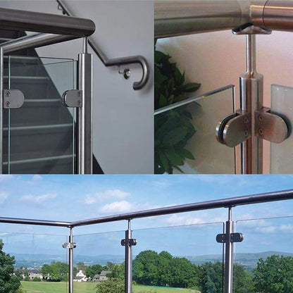 3 PCS 5-8 มม.ด้านล่างขัดเงา 304 สแตนเลสสตีลคลิปราวแก้วไม้ชั้น BOARD CLAMP Bracket, 5-8mm, Flat Bottom, 304 Stainless Steel