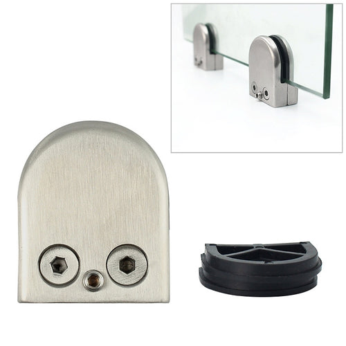 2 PCS 8-12 มม.ด้านล่างขัดเงา 304 สแตนเลสสตีลคลิปราวแก้วไม้ชั้น BOARD CLAMP Bracket, 8-12mm, Flat Bottom, 304 Stainless Steel